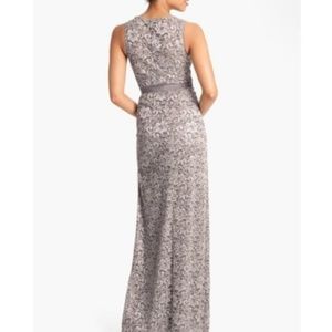 BCBG Glamorous Formal Silver Lace Evening Dress 2